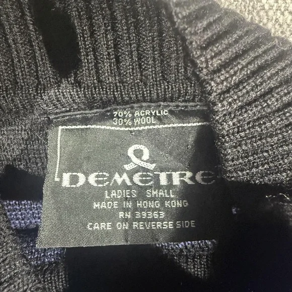 Vintage Demetre Sweater Womens Small Multicolor Geometric Mock Neck 80s Ski Knit - Picture 2 of 6